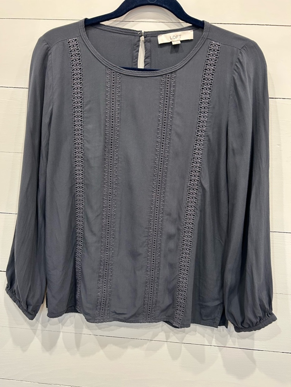 Slate Blue LOFT Peasant Style Blouse Size Small